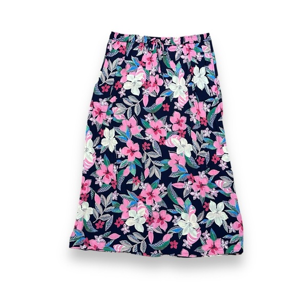 Vintage Napa Valley Blue Floral Tropical Crepe Maxi Skirt Size Large Summer EUC - Picture 3 of 16